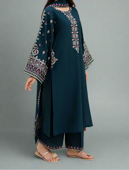 Batik Embroidered Lawn 3pc with Embroidered Chiffon Dupatta-