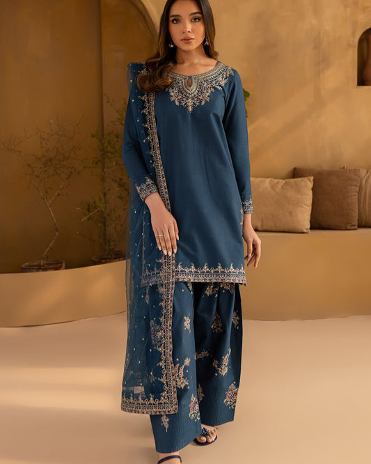 Zinc Belle Embroidered 3pc fabric Lawn 
