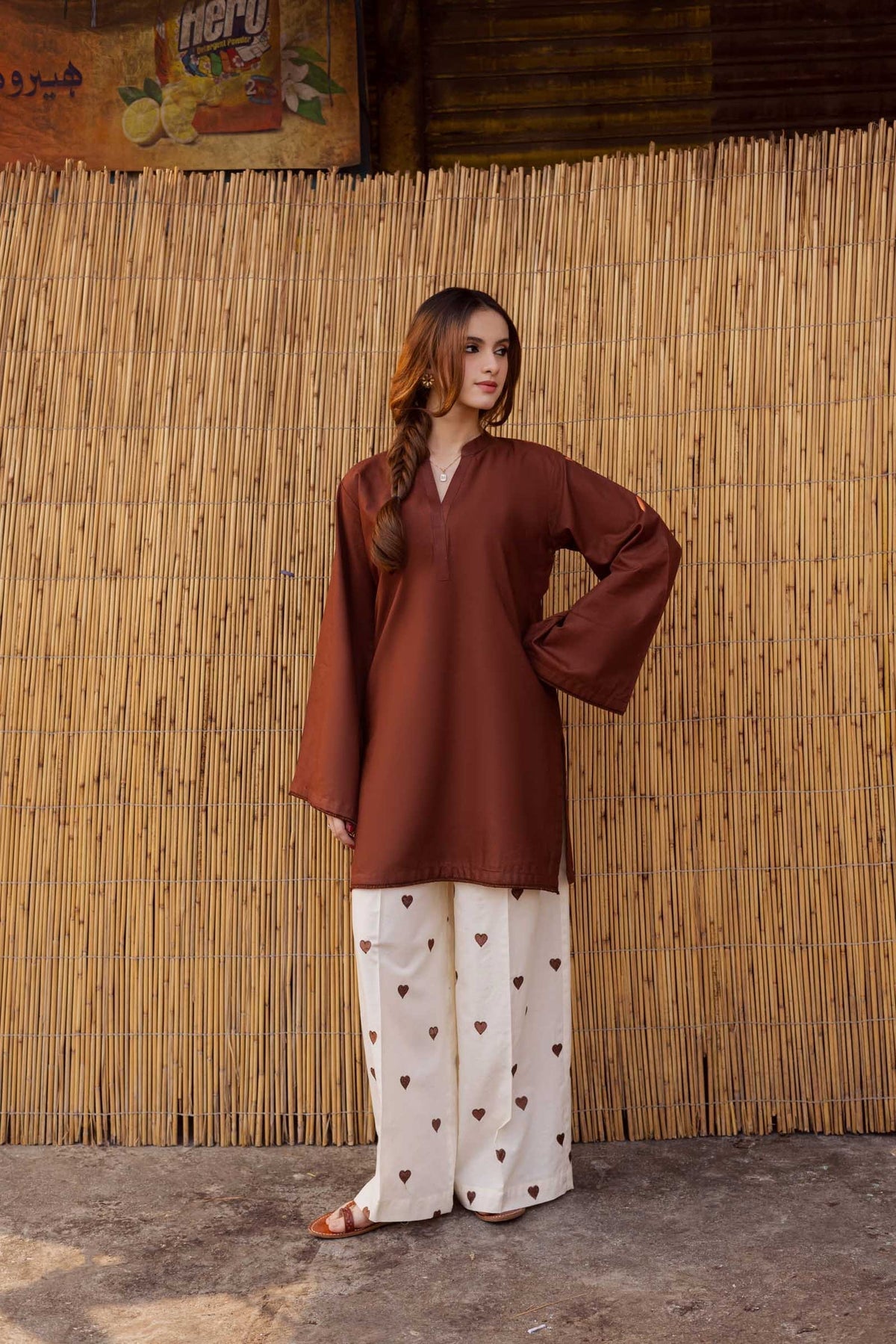 2PC Embroidered MSK 05 – Chocolate Brown